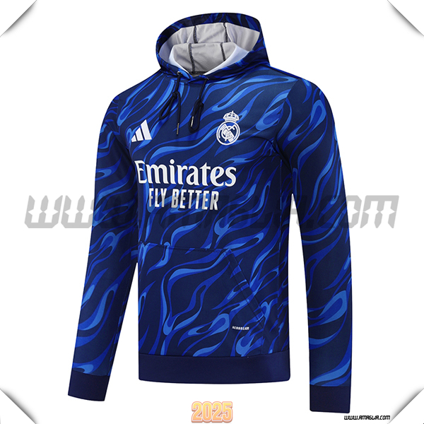 Felpa Allenamento Cappuccio Real Madrid Blu Scuro 2025 2026