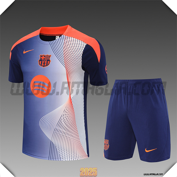 Kit Maglia Allenamento FC Barcellona Bambino Blu/Arancia 2025 2026