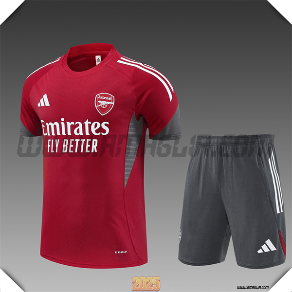 Kit Maglia Allenamento Arsenal Bambino Rosso/Grigio 2025 2026