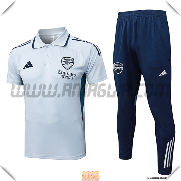 Kit Maglia Polo Arsenal Grigio/Verde 2025 2026