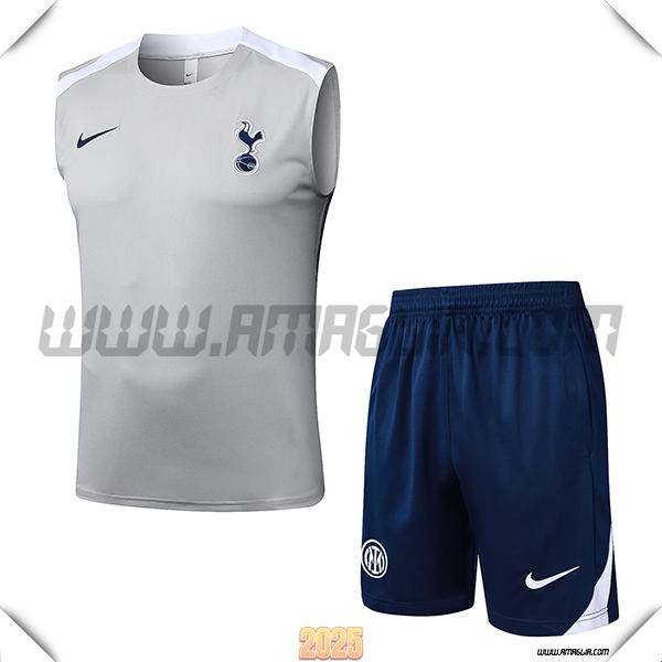 Kit Canotta Allenamento Tottenham Hotspur Grigio/Bianco 2025 2026