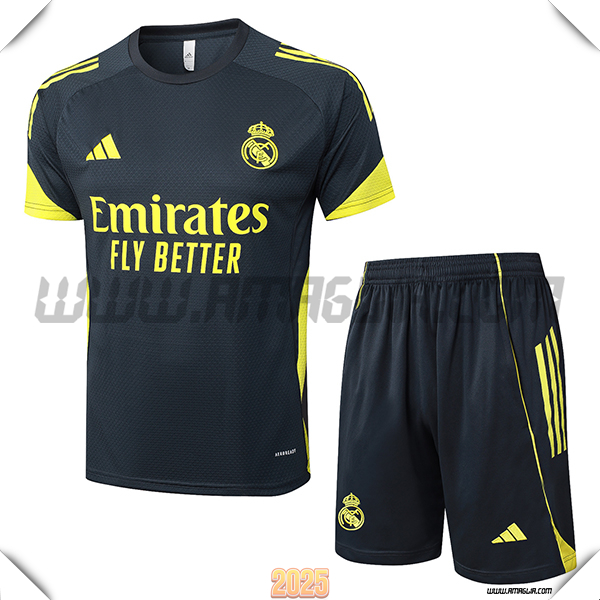 Kit Maglia Allenamento Real Madrid Grigio/Giallo 2025 2026
