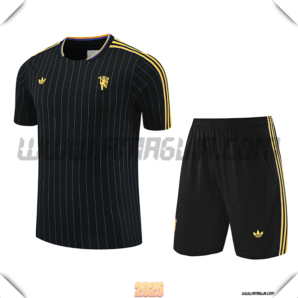 Kit Maglia Allenamento Manchester United Nero/Giallo 2025 2026