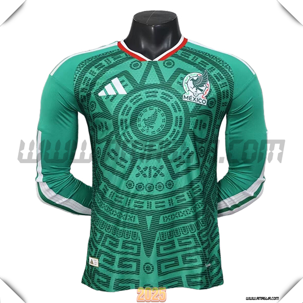 Prima Maglia Squadra Messico Maniche Lunghe 2025 2026 Verde