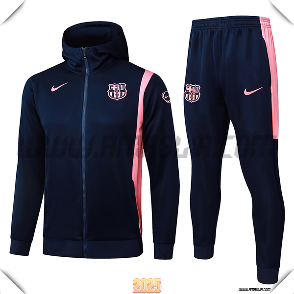 Giacca Con Cappuccio Tuta Giacca A Vento FC Barcellona Blu/Rosa 2025 2026