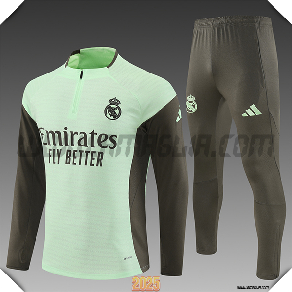 Tuta Calcio Real Madrid Bambino Verde/Marrone 2025 2026