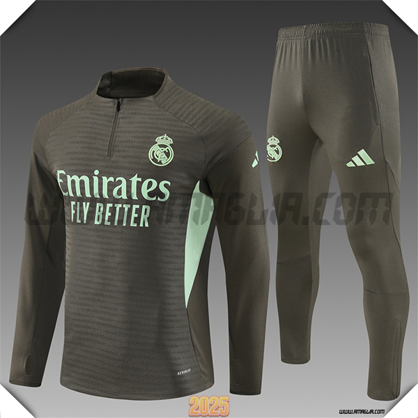 Tuta Calcio Real Madrid Bambino Marrone/Verde 2025 2026