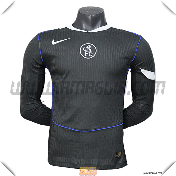 Terzo Maglia Calcio FC Chelsea Maniche Lunghe 2025 2026 Nero