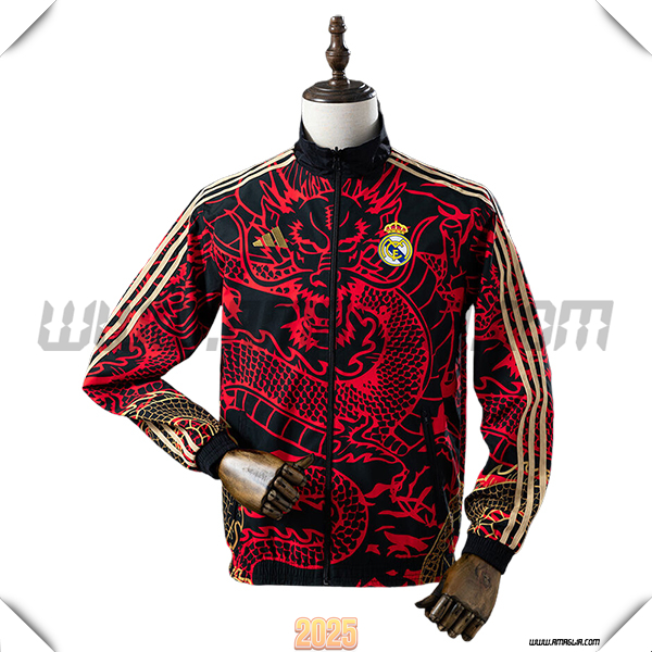 Giacca A Vento Real Madrid Rosso/Nero/Giallo 2025 2026