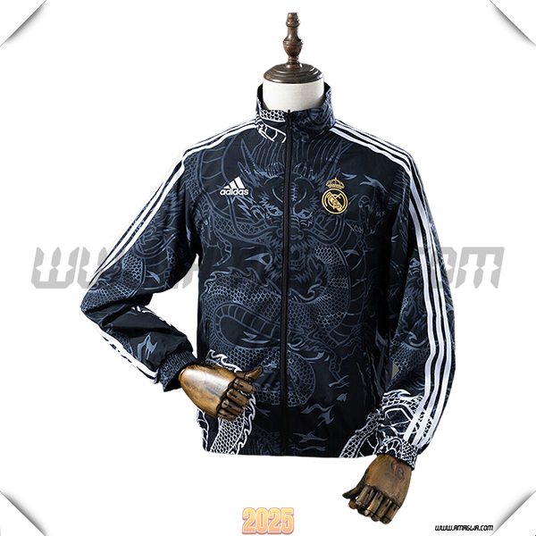 Giacca A Vento Real Madrid Nero/Bianco 2025 2026