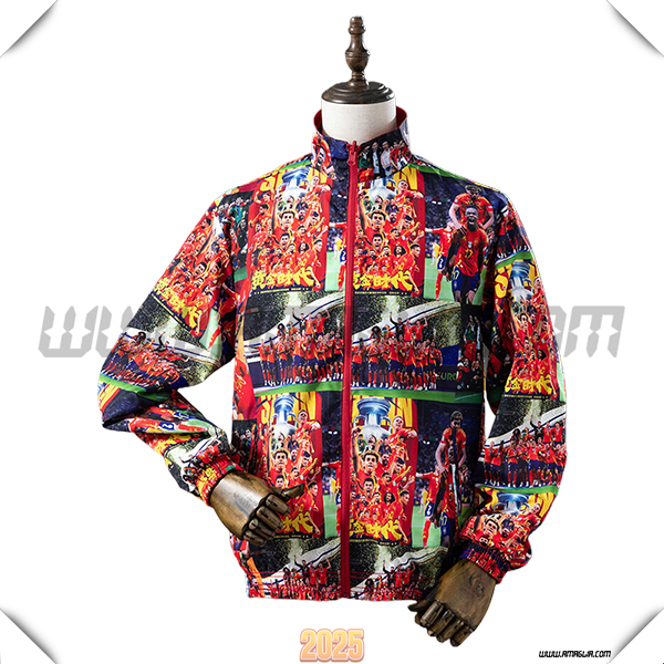 Giacca A Vento Spagna Rosso/Nero 2025 2026