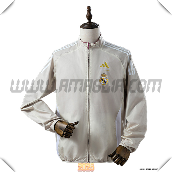 Giacca A Vento Real Madrid Beige/Bianco 2025 2026