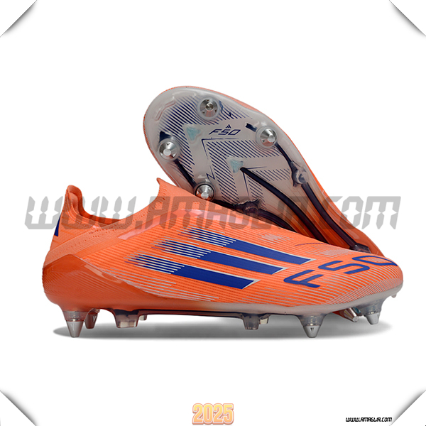 Adidas Scarpe Da Calcio F50 Elite Laceless SG Arancia/Blu -03