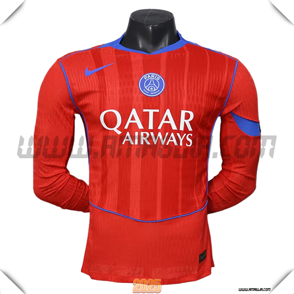 Nuovo Maglia da PSG Maniche Lunghe Terzo Rosso 2025 2026