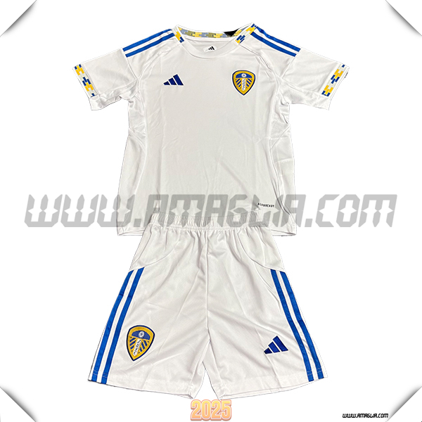 Kit Maglia da Leeds United Bambino Prima Bianco 2025 2026