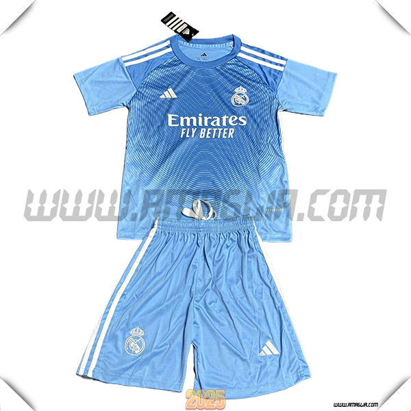Maglia da Portiere Real Madrid Bambino Blu Chiaro 2025 2026