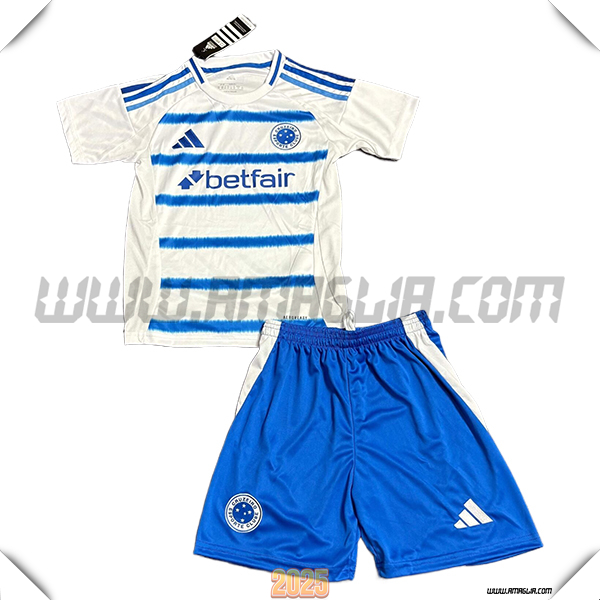 Kit Maglia da Cruzeiro Bambino Seconda Bianco/Blu 2025 2026