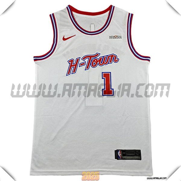Maglia Houston Rockets (THOMPSON #1) 2025/26 Bianco/Rosso