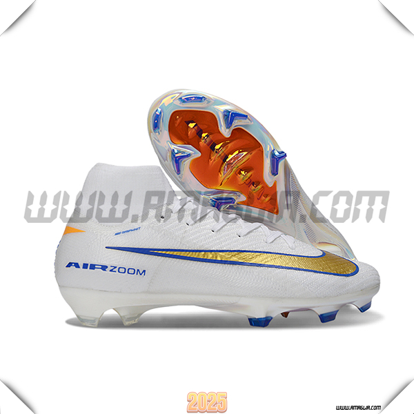 Nike Scarpe Da Calcio Air Zoom Mercurial Superfly IIX Elite FG Bianco/Blu/Giallo