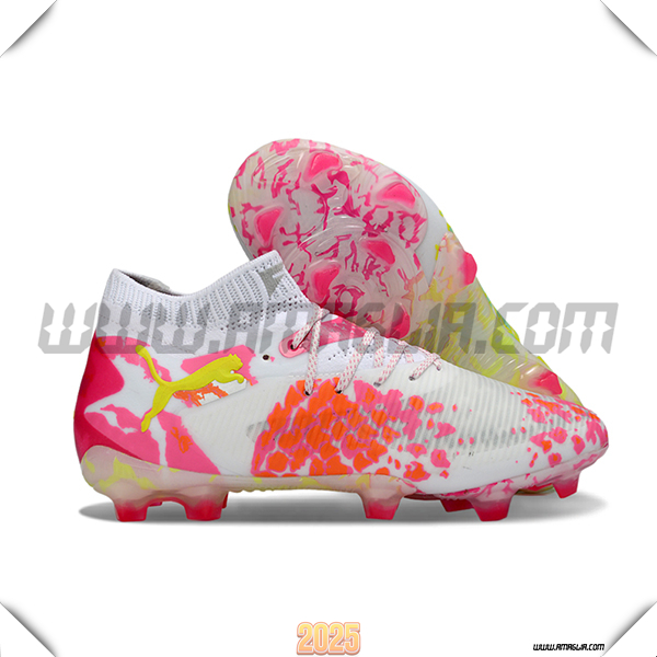 PUMA Scarpe Da Calcio FUTURE 8 ULTIMATE FG/AG Bianco/Rosa/Giallo -02