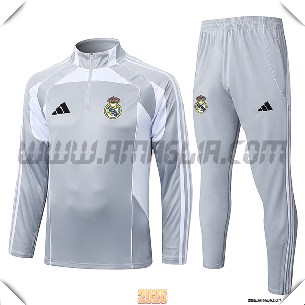 Tuta Calcio Real Madrid Grigio/Bianco 2025 2026
