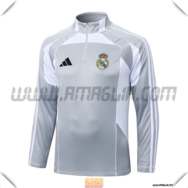 Felpa Allenamento Real Madrid Grigio/Bianco 2025 2026