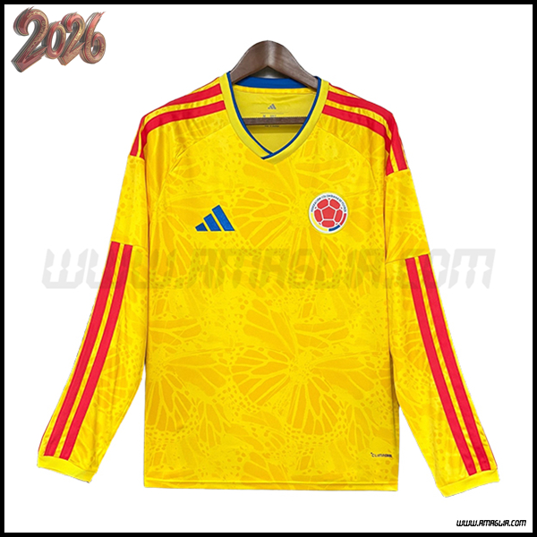 Prima Maglia Squadra Colombia Maniche Lunghe Coppa del Mondo 2026 GIALLO