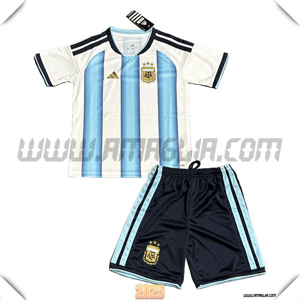 Prima Maglia Squadra Argentina Bambino Coppa del Mondo 2026 Bianco/Blu