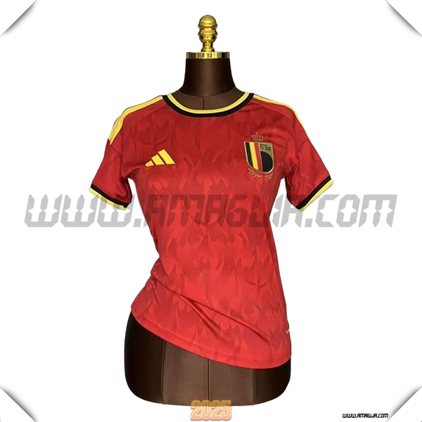 Prima Maglia Squadra Belgio Donne Coppa del Mondo 2026 Rosso