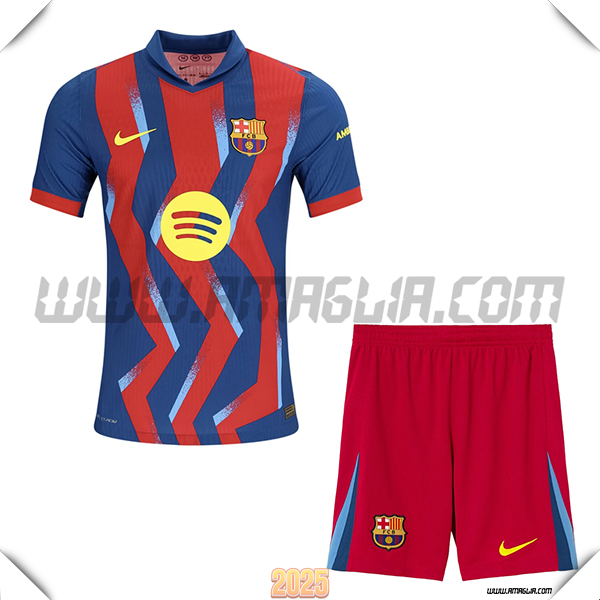 Nuovo Maglia da FC Barcellona Bambino Quarto Rosso/Blu marino 2025 2026