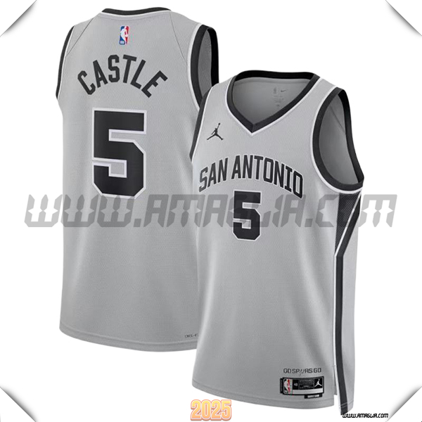Maglia San Antonio Spurs (CASTLE #5) 2025/26 Grigio/Nero