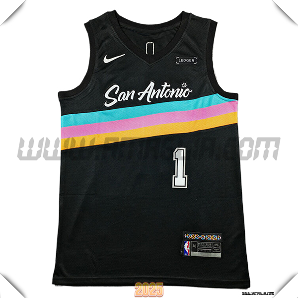 Maglia San Antonio Spurs (WEMBANYAMA #1) 2025/26 Nero