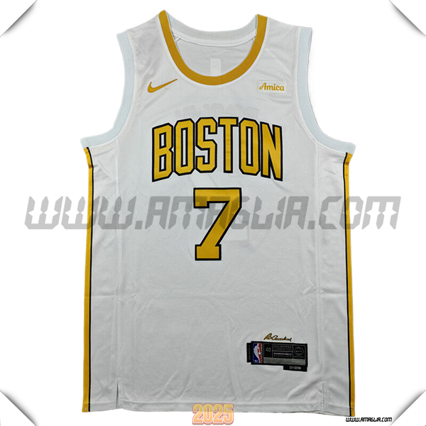 Maglia Boston Celtics (BROWN #7) 2025/26 Bianco/Giallo