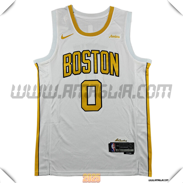 Maglia Boston Celtics (TATUM #0) 2025/26 Bianco/Giallo