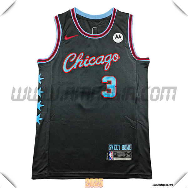 Maglia Chicago Bulls (GIDDEY #3) 2025/26 Nero/Blu