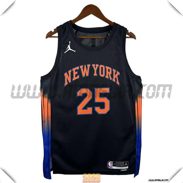 Maglia New York Knicks (BRIDGES #25) 2025/26 Nero/Blu/Arancia