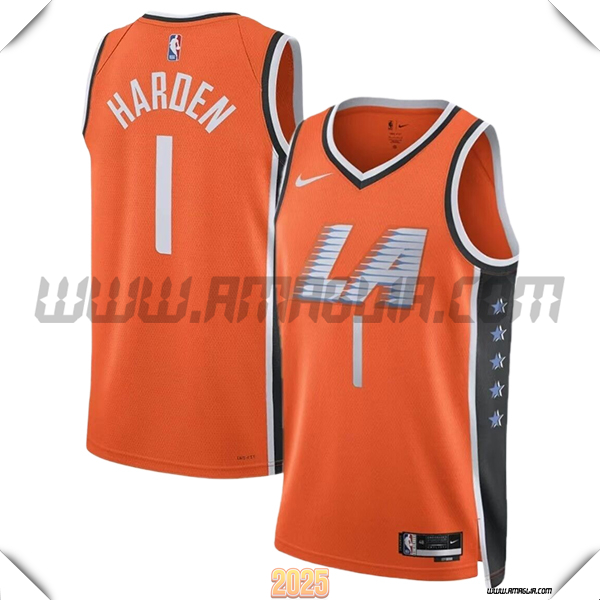 Maglia Los Angeles Clippers (HARDEN #1) 2025/26 Arancia/Nero