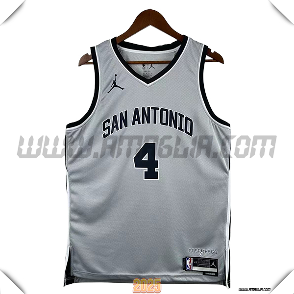 Maglia San Antonio Spurs (FOX #4) 2025/26 Grigio/Nero