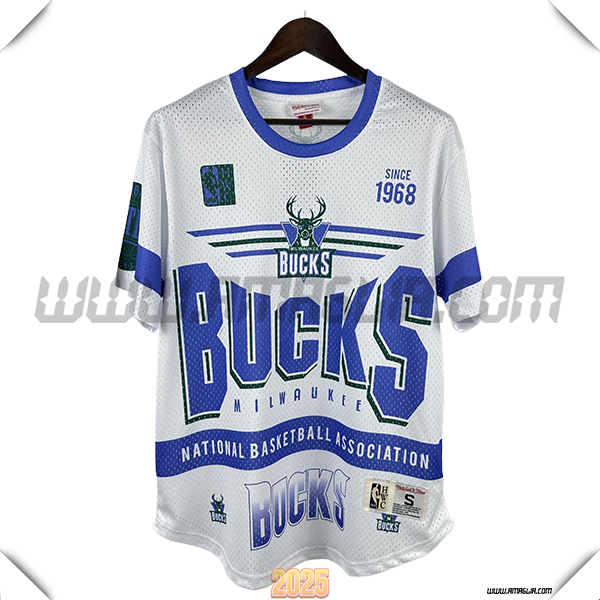 Maglia Milwaukee Bucks Retro 2025/26 Bianco/Blu