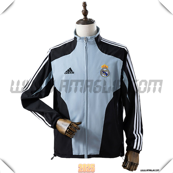 Giacca A Vento Real Madrid Grigio/Nero/Bianco 2025 2026