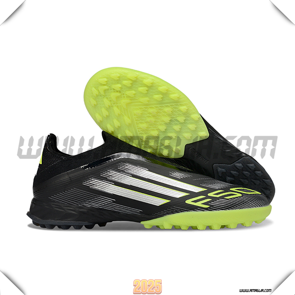 Adidas Scarpe Da Calcio F50 Pro Laceless TF Nero/Bianco/Verde