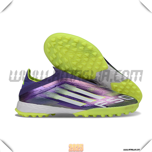 Adidas Scarpe Da Calcio F50 Pro Laceless TF viola/Bianco/Verde