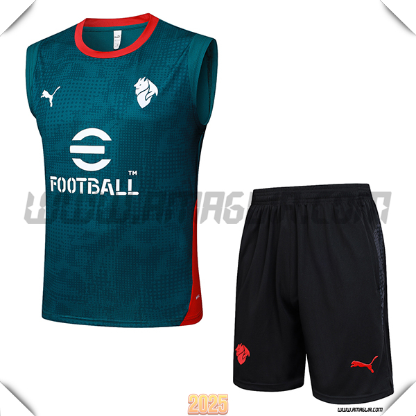 Kit Canotta Allenamento AC Milan Verde/Rosso 2025/26