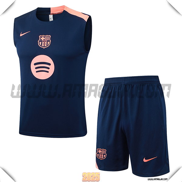 Kit Canotta Allenamento FC Barcellona Blu/Rosa 2025/26 -02