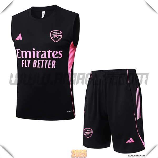 Kit Canotta Allenamento Arsenal Nero/Rosa 2025/26