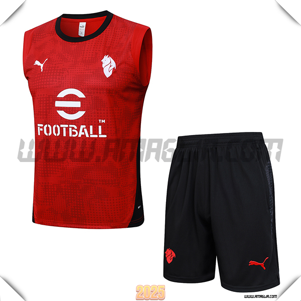 Kit Canotta Allenamento AC Milan Rosso/Nero 2025/26
