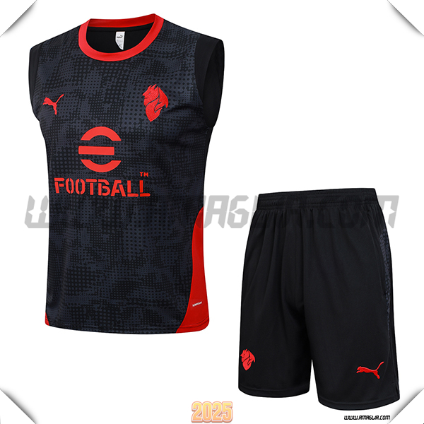 Kit Canotta Allenamento AC Milan Nero/Grigio/Rosso 2025/26