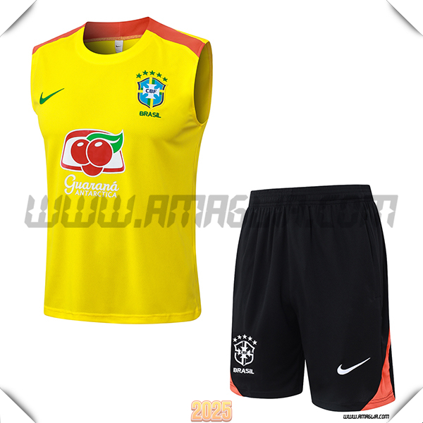 Kit Canotta Allenamento Brasile Giallo/Arancia 2025/26