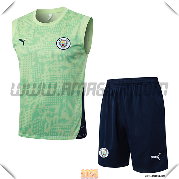 Kit Canotta Allenamento Manchester City Verde/Blu 2025/26