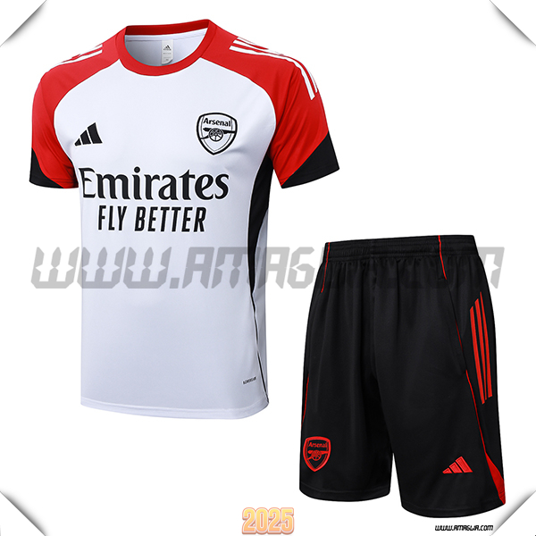 Kit Maglia Allenamento Arsenal Bianco/Rosso/Nero 2025/26